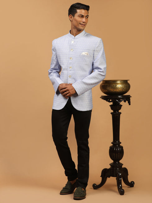 Men's Lavender Silk Blend Woven Jodhpuri